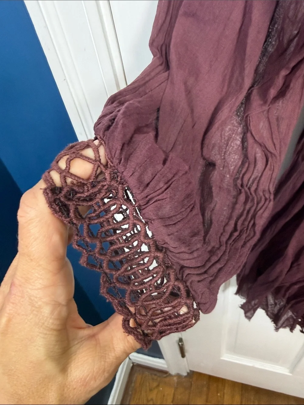 Free People One Karma Eyelet Mini Dress In Burgundy W2413 Sz S - Picture 6 of 10